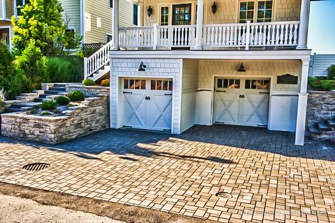 paver brick driveway and two car garage - Duneland Landscape